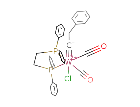 ((C<sub>6</sub>H<sub>5</sub>)2PCH<sub>2</sub>CH<sub>2</sub>P(C<sub>6</sub>H<sub>5</sub>)2)W(CCH<sub>2</sub>C<sub>6</sub>H<sub>5</sub>)(CO)2Cl