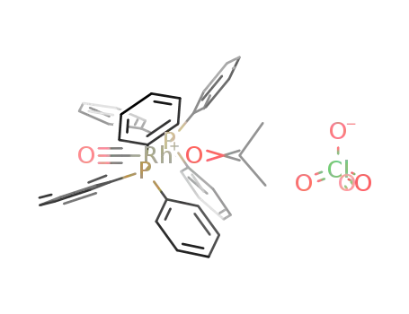 Molecular Structure of 75214-93-6 (Rhodium(1+), carbonyl(2-propanone)bis(triphenylphosphine)-,perchlorate)