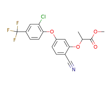Molecular Structure of 62915-72-4 (Propanoic acid,
2-[5-[2-chloro-4-(trifluoromethyl)phenoxy]-2-cyanophenoxy]-, methyl
ester)