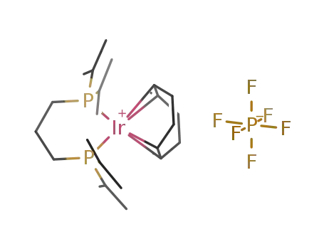 {Ir((C<sub>3</sub>H<sub>7</sub>)2P(CH<sub>2</sub>)3P(C<sub>3</sub>H<sub>7</sub>)2)(C<sub>8</sub>H<sub>12</sub>)}<sup>(1+)</sup>*PF<sub>6</sub><sup>(1-)</sup>={Ir((C<sub>3</sub>H<sub>7</sub>)2P(CH<sub>2</sub>)3P(C<sub>3</sub>H<sub>7</sub>)2)(C<sub>8</sub>H<sub>12</sub>)}PF<sub>6</sub>