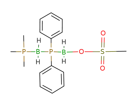 Molecular Structure of 122953-48-4 ((CH<sub>3</sub>)3PBH<sub>2</sub>P(C<sub>6</sub>H<sub>5</sub>)2BH<sub>2</sub>OSO<sub>2</sub>CH<sub>3</sub>)