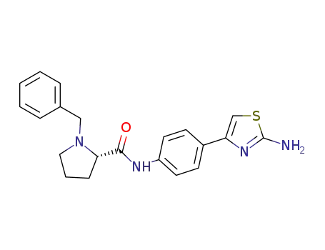 Molecular Structure of 193345-58-3 (2-Pyrrolidinecarboxamide,
N-[4-(2-amino-4-thiazolyl)phenyl]-1-(phenylmethyl)-, (2S)-)