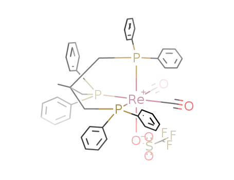 Molecular Structure of 222402-52-0 ([Re(1,1,1-tris(diphenylphosphanylmethyl)ethane)(CO)2]triflate)
