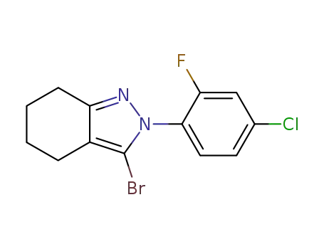 Molecular Structure of 63419-48-7 (2H-Indazole, 3-bromo-2-(4-chloro-2-fluorophenyl)-4,5,6,7-tetrahydro-)