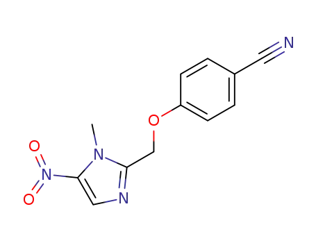 Molecular Structure of 60768-32-3 (Benzonitrile, 4-[(1-methyl-5-nitro-1H-imidazol-2-yl)methoxy]-)