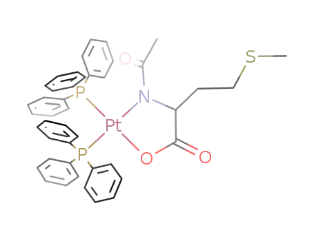 Molecular Structure of 142340-17-8 (((C<sub>6</sub>H<sub>5</sub>)3P)2Pt(CH<sub>3</sub>C(O)NCH(CH<sub>2</sub>CH<sub>2</sub>SCH<sub>3</sub>)COO))
