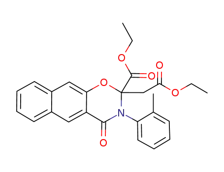 Molecular Structure of 1098782-66-1 (diethyl 2-(ethoxycarbonylmethyl)-4-oxo-3-o-tolyl-3,4-dihydro-2H-naphtho[2,3-e][1,3]oxazine-2-carboxylate)