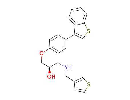 Molecular Structure of 330669-81-3 ((R)-1-(4-benzo[b]thiophen-3-yl-phenoxy)-3-[(thiophen-3-ylmethyl)-amino]-propan-2-ol)