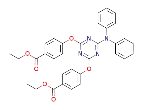 Molecular Structure of 80212-19-7 (Benzoic acid,
4,4'-[[6-(diphenylamino)-1,3,5-triazine-2,4-diyl]bis(oxy)]bis-, diethyl
ester)