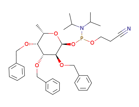 Molecular Structure of 103866-90-6 (2-cyanoethyl-(2,3,4,6-tetra-O-benzyl-β-L-fucopyranosyl)-N,N'-diisopropylphosphoramidite)