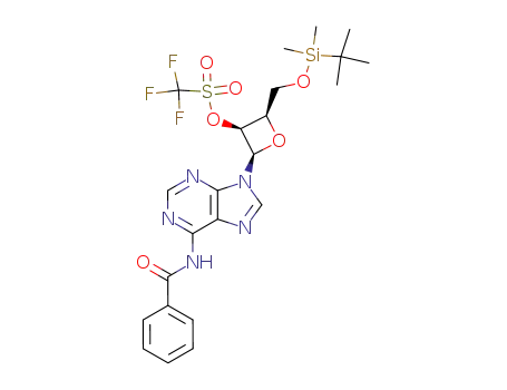 Trifluoro-methanesulfonic acid (2R,3S,4R)-2-(6-benzoylamino-purin-9-yl)-4-(tert-butyl-dimethyl-silanyloxymethyl)-oxetan-3-yl ester