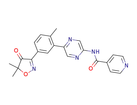 Molecular Structure of 1373939-04-8 (N-(5-(5-(5,5-dimethyl-4-oxo-4,5-dihydroisoxazol-3-yl)-2-methylphenyl)pyrazin-2-yl)isonicotinamide)
