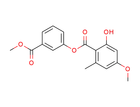Molecular Structure of 113500-96-2 (Benzoic acid, 2-hydroxy-4-methoxy-6-methyl-,
3-(methoxycarbonyl)phenyl ester)