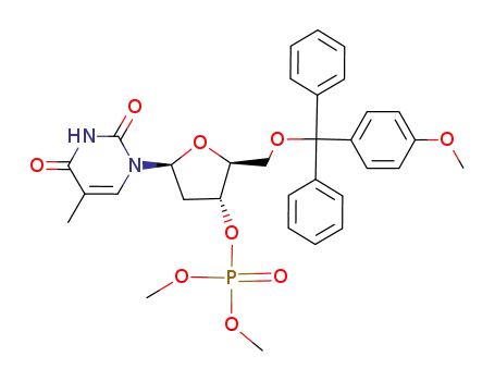 Phosphoric acid (2S,3R,5S)-2-[(4-methoxy-phenyl)-diphenyl-methoxymethyl]-5-(5-methyl-2,4-dioxo-3,4-dihydro-2H-pyrimidin-1-yl)-tetrahydro-furan-3-yl ester dimethyl ester