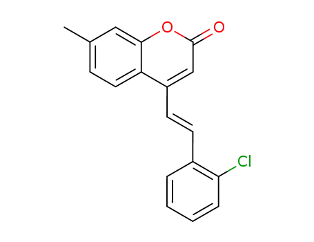 Molecular Structure of 109395-20-2 (4-(2-chloro-<i>trans</i>-styryl)-7-methyl-coumarin)
