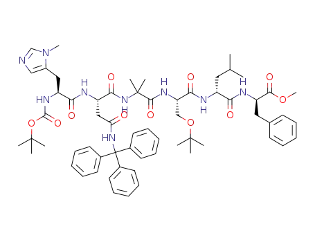 Molecular Structure of 918936-32-0 (D-Phenylalanine,
N-[(1,1-dimethylethoxy)carbonyl]-3-methyl-L-histidyl-N-(triphenylmethyl)-
L-asparaginyl-2-methylalanyl-O-(1,1-dimethylethyl)-L-seryl-D-leucyl-,
methyl ester)