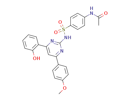 Molecular Structure of 125966-83-8 (<4-(2-hydroxyphenyl)-6-(4-methoxyphenyl)>pyrimidine-2-sulphonamido-N<sup>4</sup>-acetamide)