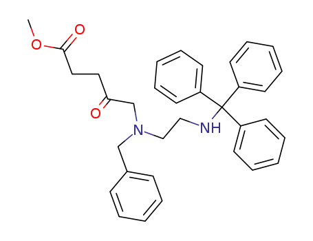 Molecular Structure of 141856-07-7 (Pentanoic acid,
4-oxo-5-[(phenylmethyl)[2-[(triphenylmethyl)amino]ethyl]amino]-, methyl
ester)
