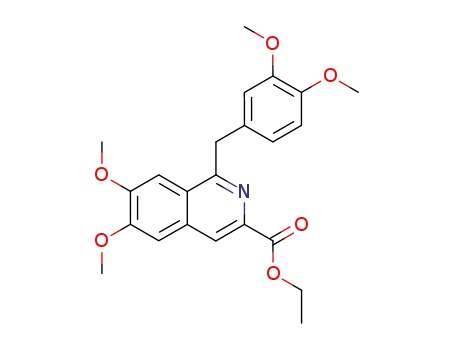 Molecular Structure of 377733-24-9 (3-Isoquinolinecarboxylic acid,
1-[(3,4-dimethoxyphenyl)methyl]-6,7-dimethoxy-, ethyl ester)