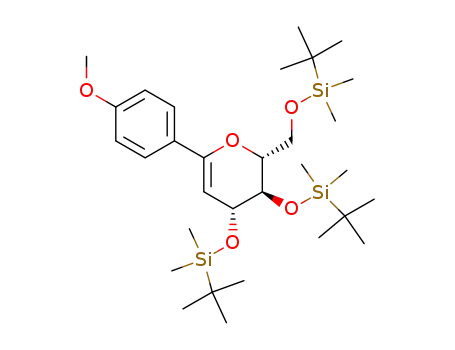 (2R,3R,4R)-3,4-Bis-(tert-butyl-dimethyl-silanyloxy)-2-(tert-butyl-dimethyl-silanyloxymethyl)-6-(4-methoxy-phenyl)-3,4-dihydro-2H-pyran