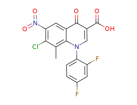 Molecular Structure of 1146300-32-4 (7-chloro-1-(2,4-difluorophenyl)-1,4-dihydro-8-methyl-6-nitro-4-oxoquinolone-3-carboxylic acid)