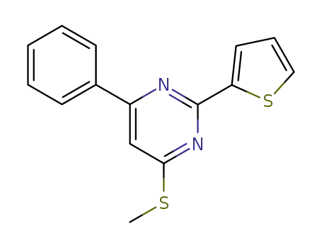 Molecular Structure of 87568-78-3 (Pyrimidine, 4-(methylthio)-6-phenyl-2-(2-thienyl)-)