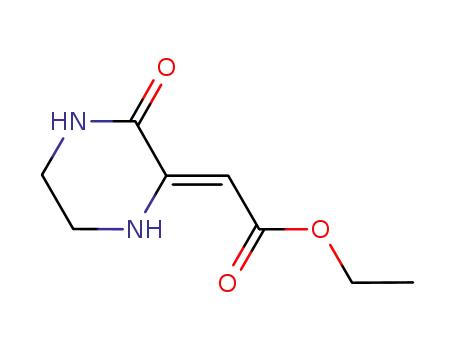 Molecular Structure of 170952-79-1 (Acetic acid, (3-oxopiperazinylidene)-, ethyl ester, (Z)- (9CI))