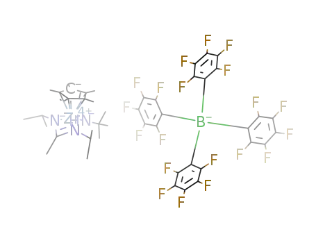 [(C<sub>5</sub>(CH<sub>3</sub>)5)Zr(CH<sub>3</sub>C(NCH(CH<sub>3</sub>)2)2)(NHC(CH<sub>3</sub>)3)]<sup>(1+)</sup>*B(C<sub>6</sub>F<sub>5</sub>)4<sup>(1-)</sup>=[(C<sub>5</sub>(CH<sub>3</sub>)5)Zr(CH<sub>3</sub>C(NCH(CH<sub>3</sub>)2)2)(NHC(CH<sub>3</sub>)3)]B(C<sub>6</sub>F<sub>5</sub>)4