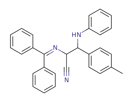 Molecular Structure of 139616-36-7 (Benzenepropanenitrile,
a-[(diphenylmethylene)amino]-4-methyl-b-(phenylamino)-)