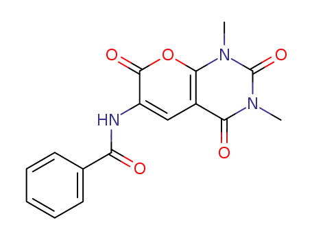 Molecular Structure of 126940-54-3 (N-(1,3-DIMETHYL-2,4,7-TRIOXO-1,3,4,7-TETRAHYDRO-2H-PYRANO[2,3-D]PYRIMIDIN-6-YL)BENZENECARBOXAMIDE)