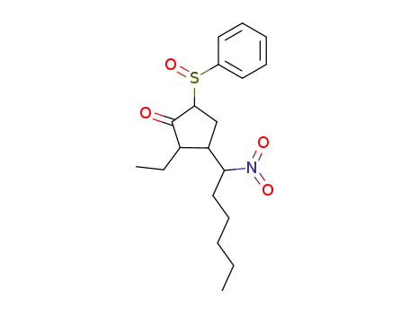 Molecular Structure of 119472-63-8 (5-Benzenesulfinyl-2-ethyl-3-(1-nitro-hexyl)-cyclopentanone)