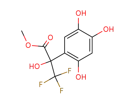 Molecular Structure of 115167-56-1 (3,3,3-Trifluoro-2-hydroxy-2-(2,4,5-trihydroxy-phenyl)-propionic acid methyl ester)