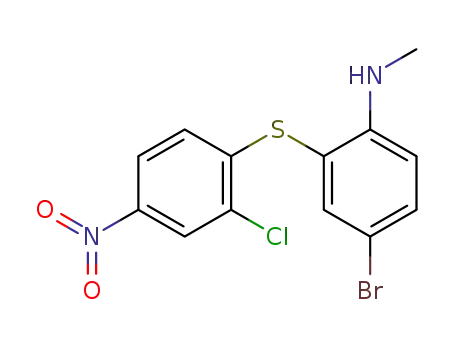 Molecular Structure of 79226-41-8 (Benzenamine, 4-bromo-2-[(2-chloro-4-nitrophenyl)thio]-N-methyl-)