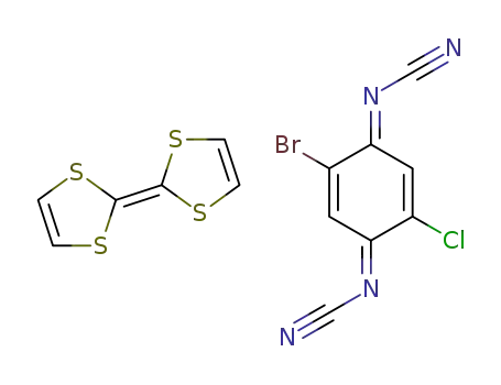Molecular Structure of 110375-37-6 (2-(1,3-Dithiol-2-yliden)-1,3-dithiol, CT-Komplex mit (E,E)-2-Brom-5-chlor-N,N'-dicyan-1,4-benzochinondiimin (1:1))