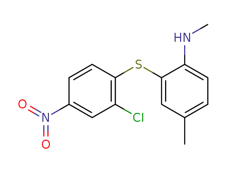 Molecular Structure of 79226-42-9 (Benzenamine, 2-[(2-chloro-4-nitrophenyl)thio]-N,4-dimethyl-)