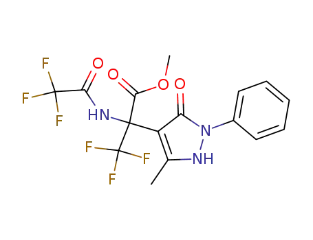 Molecular Structure of 126954-07-2 (4-(α-Carbomethoxy-α-trifluoroacetamidotrifluoroethyl)-3-methyl-1-phenyl-pyrazolone)
