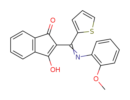 Molecular Structure of 128404-79-5 (2-{[(2-methoxyphenyl)amino](thiophen-2-yl)methylidene}-1H-indene-1,3(2H)-dione)
