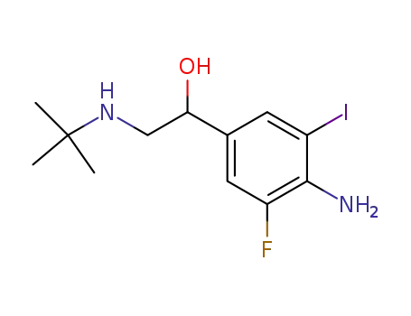 Molecular Structure of 95656-56-7 (Benzenemethanol,
4-amino-a-[[(1,1-dimethylethyl)amino]methyl]-3-fluoro-5-iodo-)
