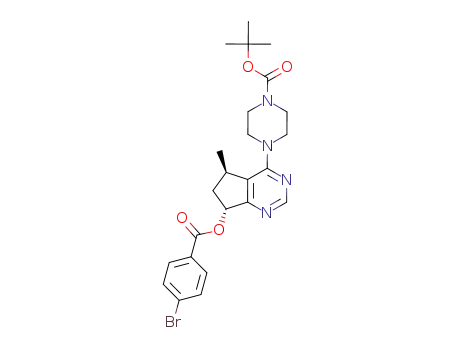 tert-butyl 4-((5R,7R)-7-(4-bromobenzoyloxy)-5-methyl-6,7-dihydro-5H-cyclopenta[d]pyrimidin-4-yl)piperazine-1-carboxylate