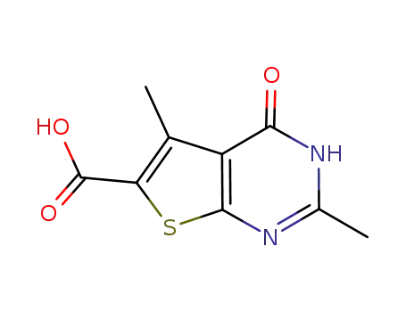 Molecular Structure of 146628-89-9 (2,5-dimethyl-4-oxo-3,4-dihydrothieno[2,3-d]pyrimidine-6-carboxylic acid(SALTDATA: FREE))