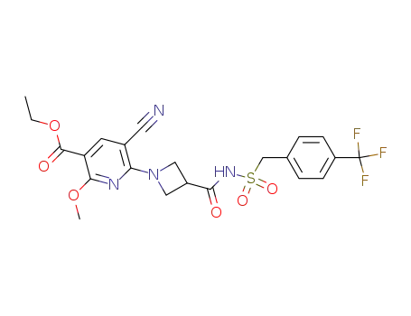 ethyl 5-cyano-2-methoxy-6-[3-({[4-(trifluoromethyl)benzyl]sulfonyl}carbamoyl)azetidin-1-yl]nicotinate