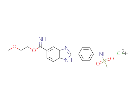 Molecular Structure of 136491-93-5 (2-methoxyethyl 2-(4-mesylaminophenyl)-5<sup>(6)</sup>-benzimidazolecarboximidate dihydrochloride)