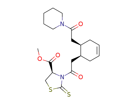 (R)-3-{2-[(1S,6R)-6-(2-Oxo-2-piperidin-1-yl-ethyl)-cyclohex-3-enyl]-acetyl}-2-thioxo-thiazolidine-4-carboxylic acid methyl ester
