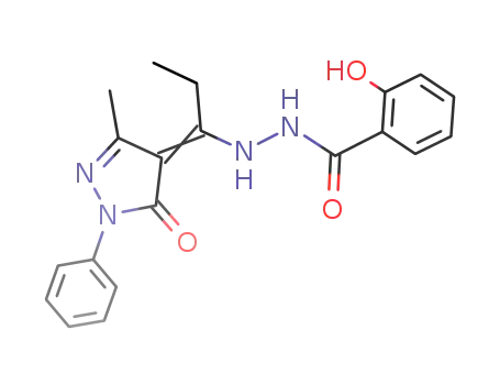Molecular Structure of 331668-46-3 (2-hydroxy-N'-[1-(3-methyl-5-oxo-1-phenyl-1,5-dihydro-4H-pyrazol-4-ylidene)propyl]benzohydrazide)