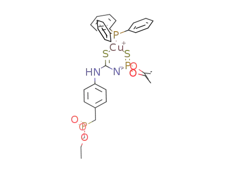 Cu(PPh<sub>3</sub>)((EtO)2P(O)CH<sub>2</sub>C<sub>6</sub>H<sub>4</sub>-4-[NHC(S)NP(S)(O-i-Pr)2])