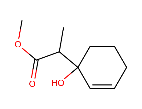 Molecular Structure of 140141-60-2 (2-Cyclohexene-1-acetic acid, 1-hydroxy-a-methyl-, methyl ester)