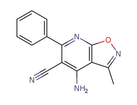 Molecular Structure of 118385-13-0 (4-Amino-3-methyl-6-phenyl-isoxazolo[5,4-b]pyridine-5-carbonitrile)