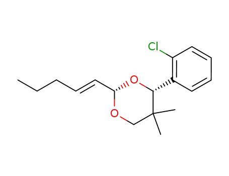 Molecular Structure of 133124-18-2 ((2S,4S)-(-)-4-(2-chlorophenyl)-5,5-dimethyl-2-(trans-1-pentenyl)-1,3-dioxane)