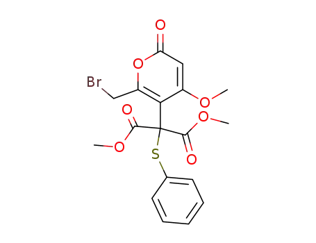 5-<bis(methoxycarbonyl)(phenylthio)methyl>-6-(bromomethyl)-4-methoxy-2H-pyran-2-one