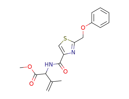 Molecular Structure of 61348-77-4 (3-Butenoic acid,
3-methyl-2-[[[2-(phenoxymethyl)-4-thiazolyl]carbonyl]amino]-, methyl
ester, (R)-)